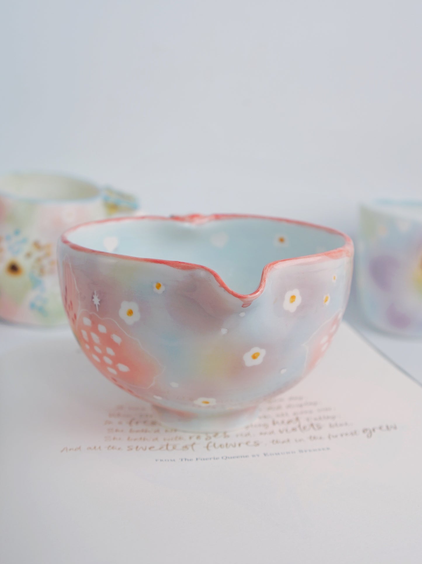 Dusky pink orchid matcha bowl