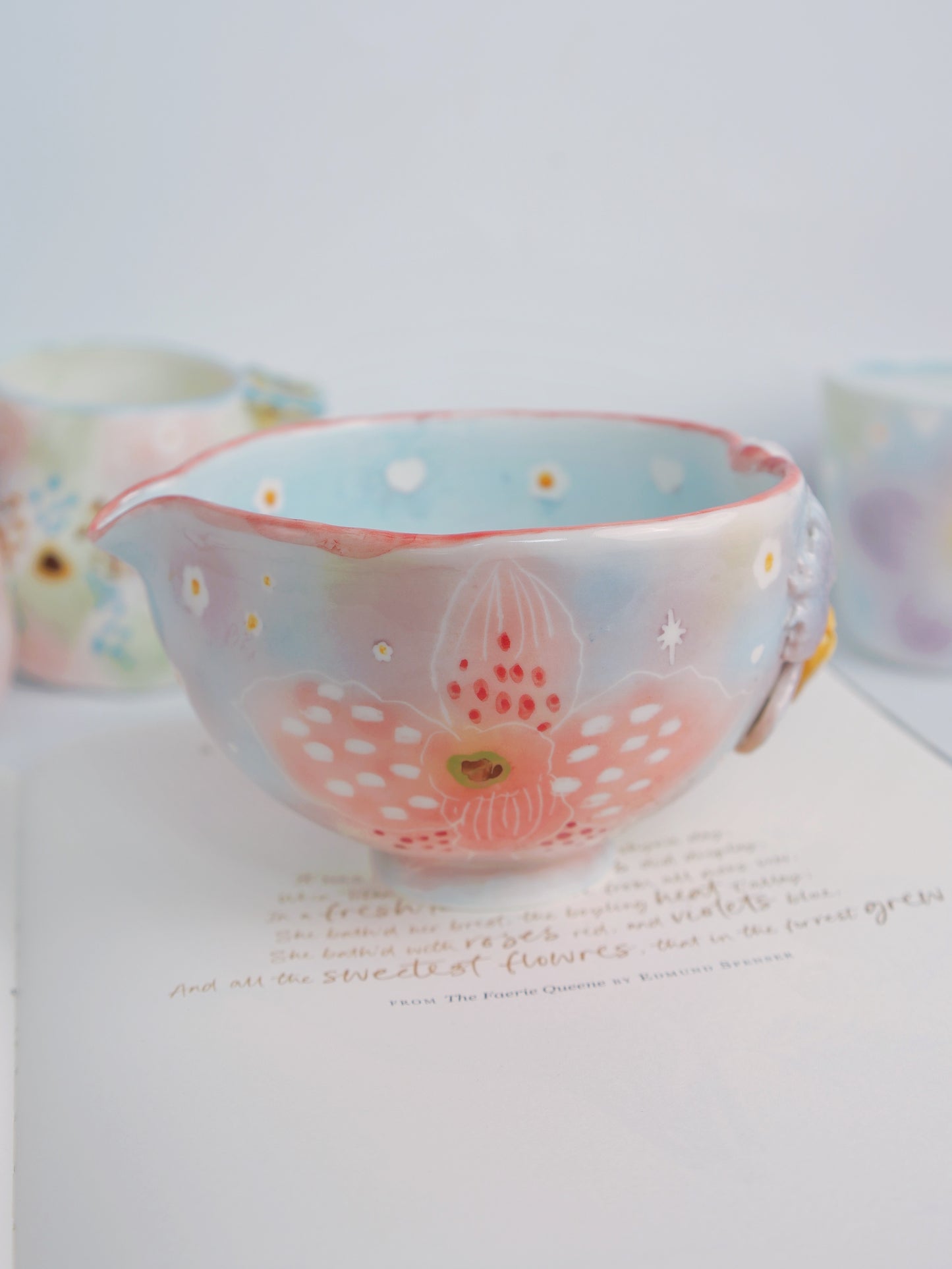 Dusky pink orchid matcha bowl