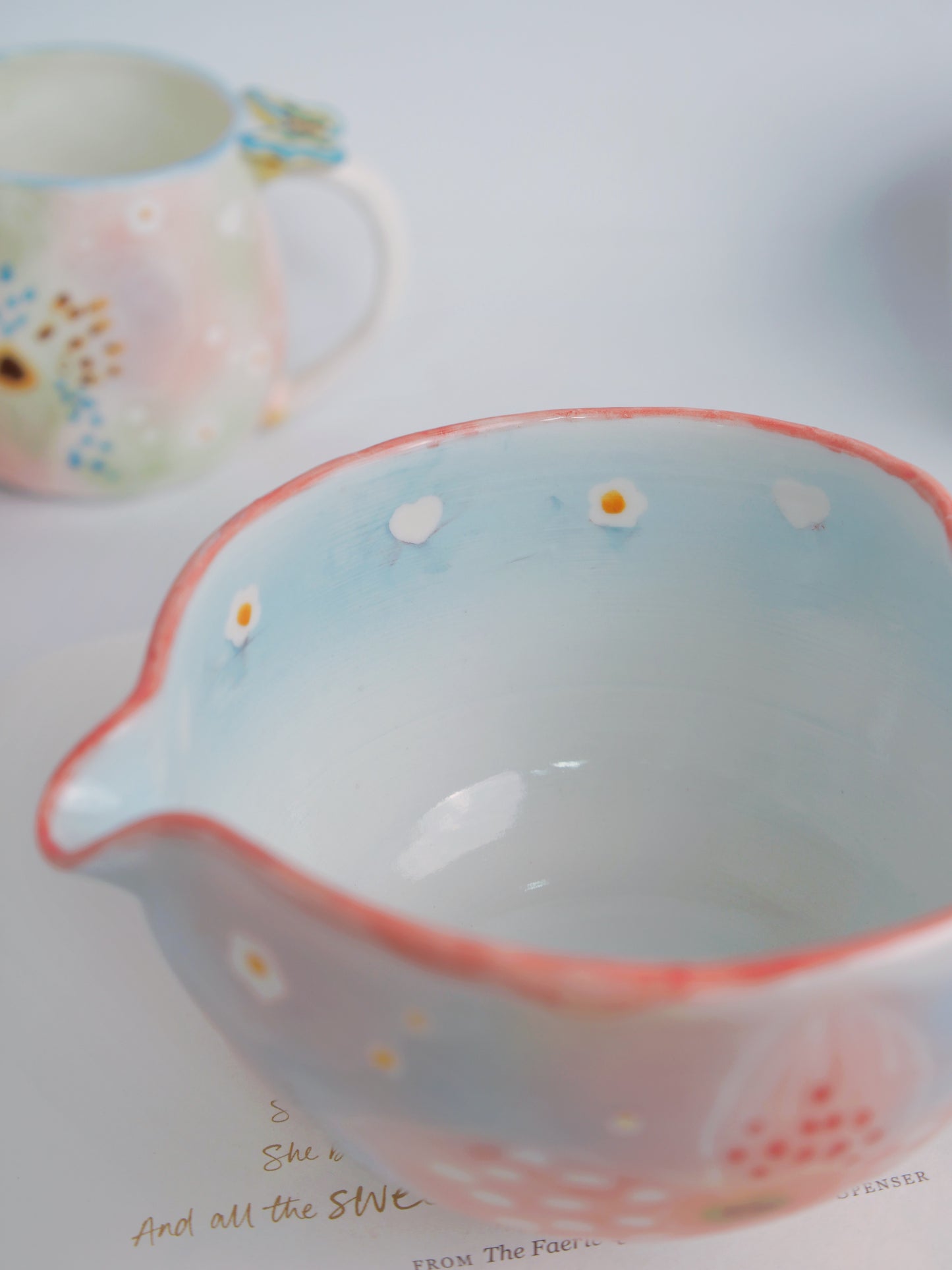Dusky pink orchid matcha bowl