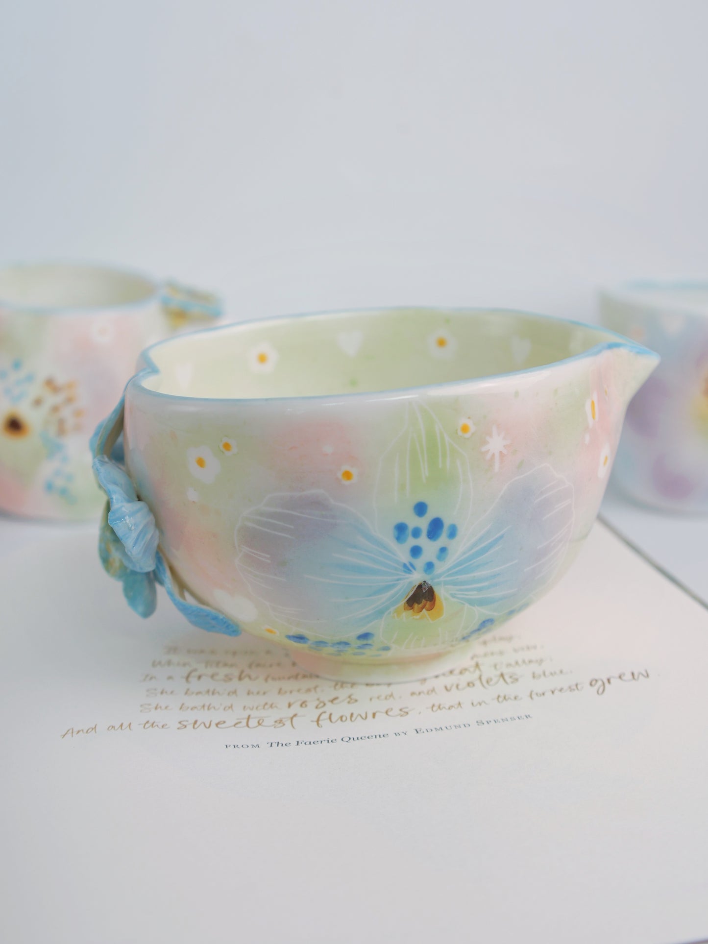 Pink garden orchid matcha bowl