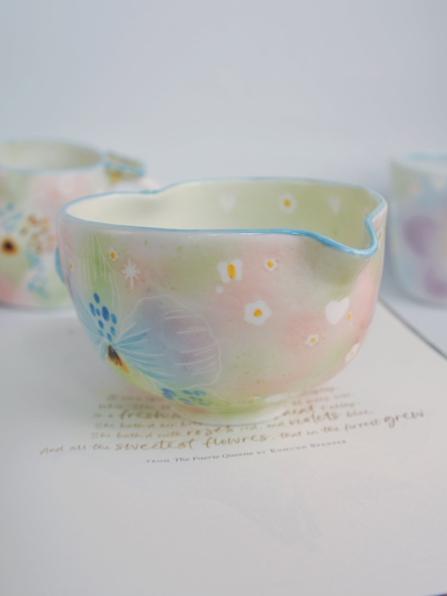 Pink garden orchid matcha bowl