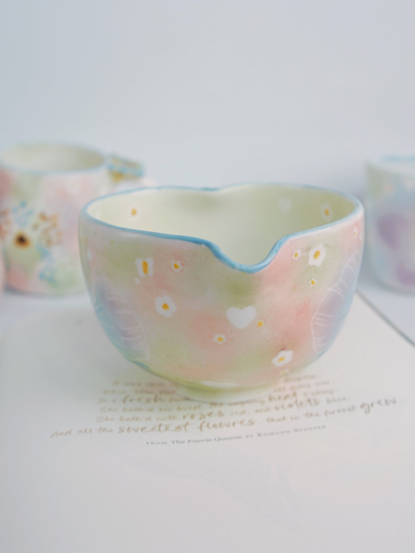 Pink garden orchid matcha bowl