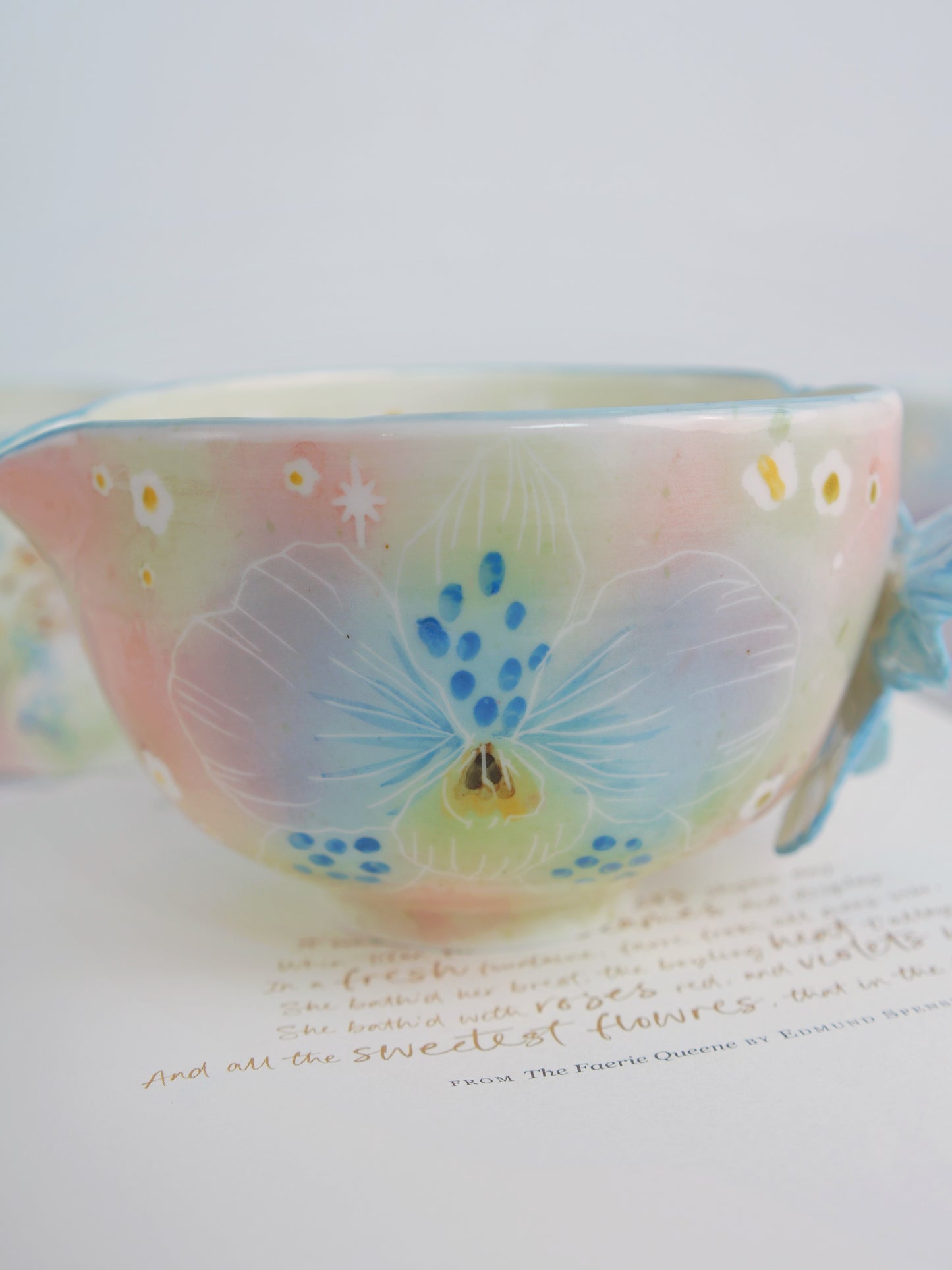 Pink garden orchid matcha bowl