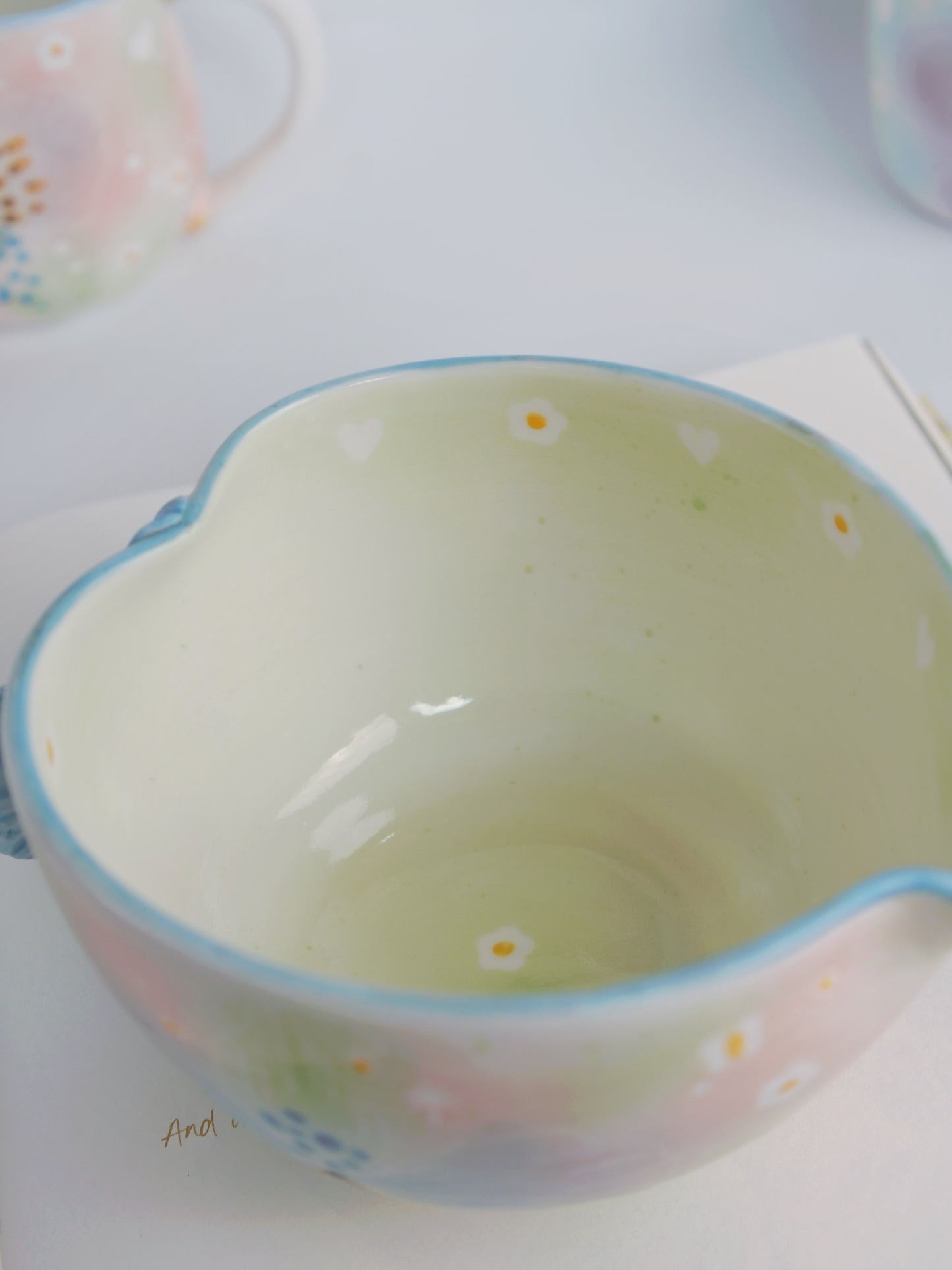 Pink garden orchid matcha bowl