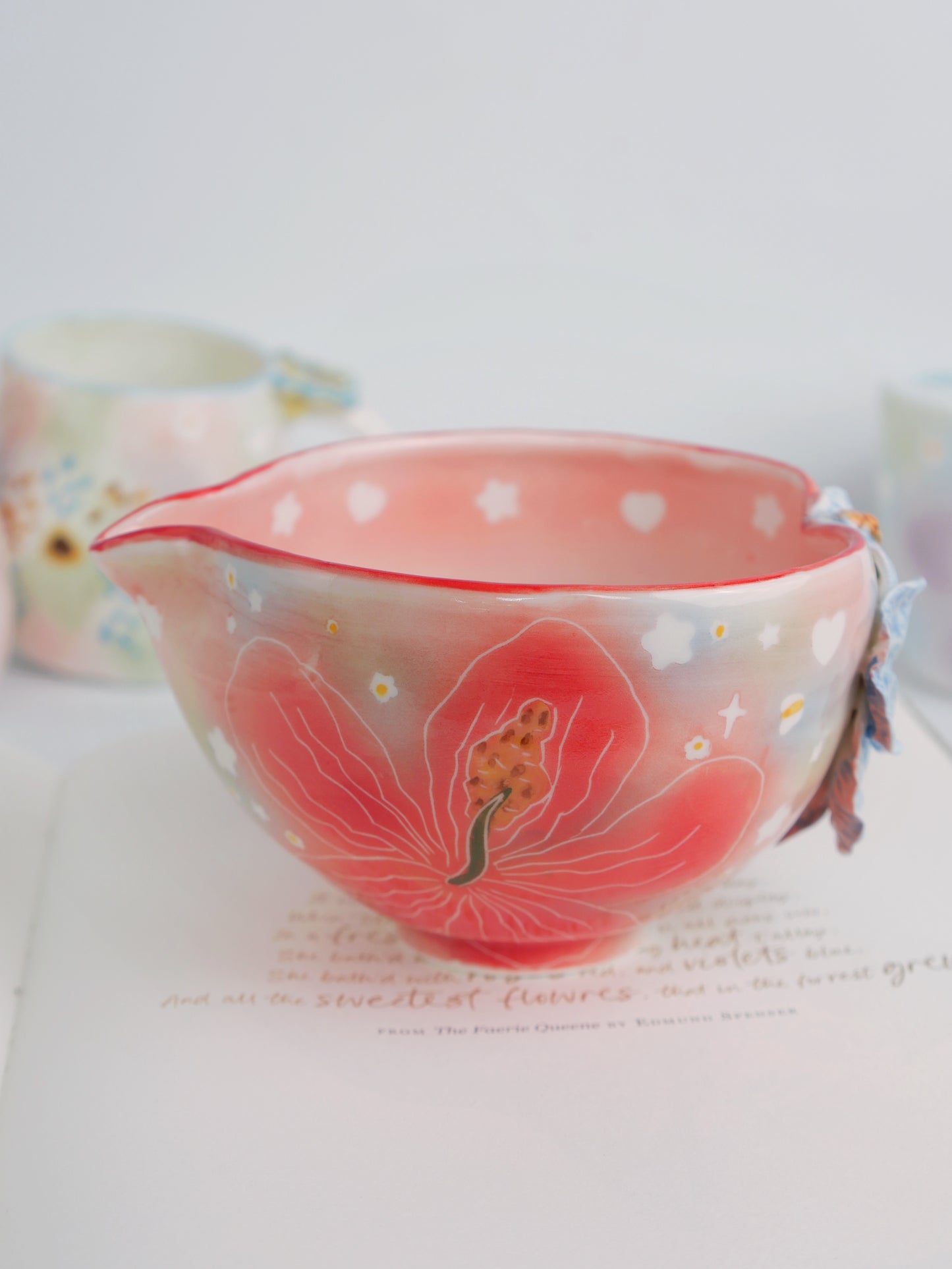 Red hibiscus matcha bowl