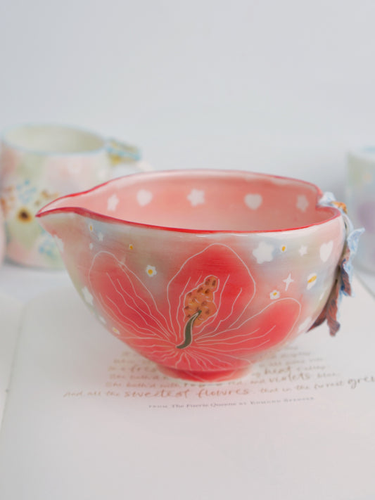 Red hibiscus matcha bowl