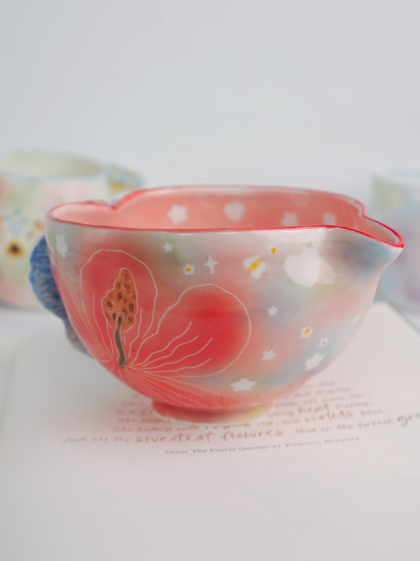Red hibiscus matcha bowl