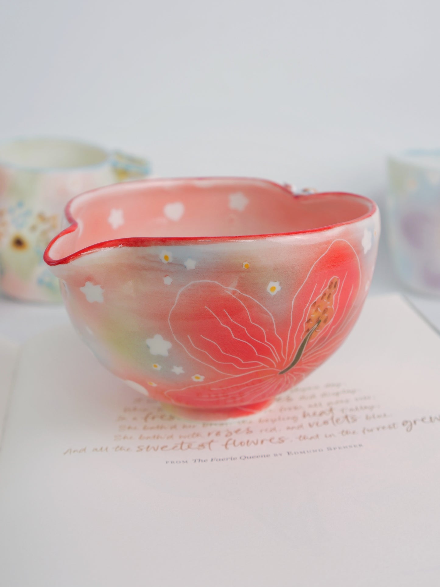 Red hibiscus matcha bowl