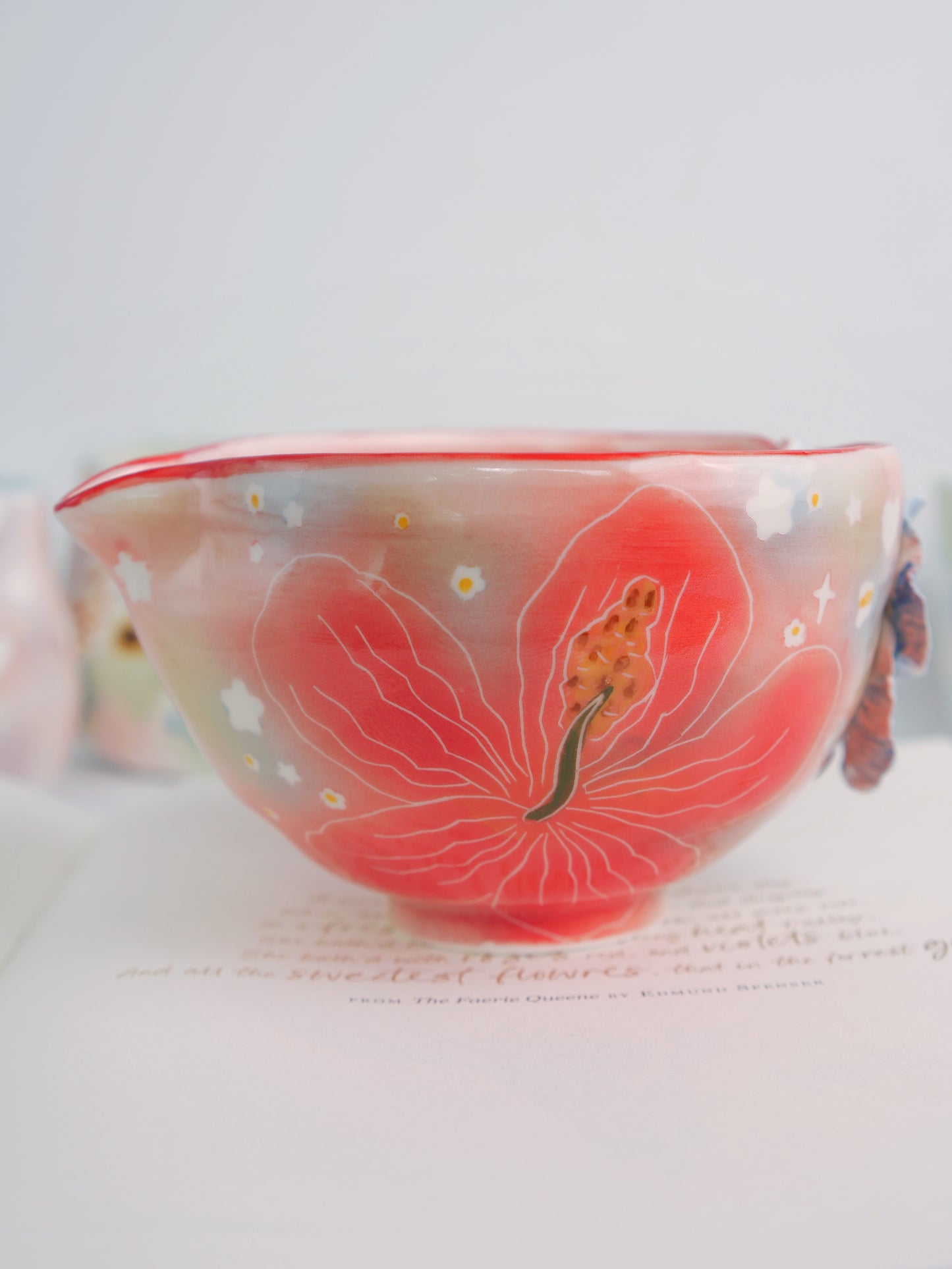 Red hibiscus matcha bowl