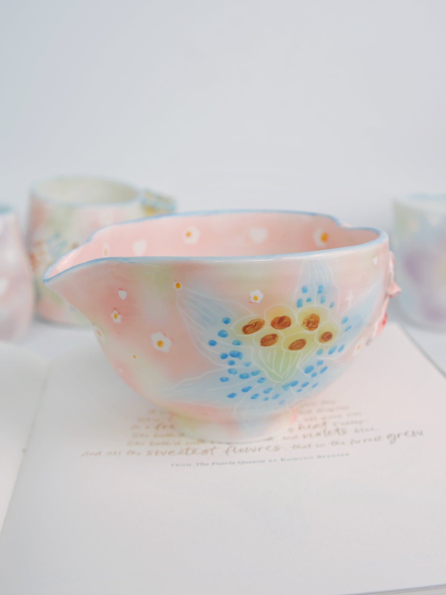 Blue lily bloom matcha bowl