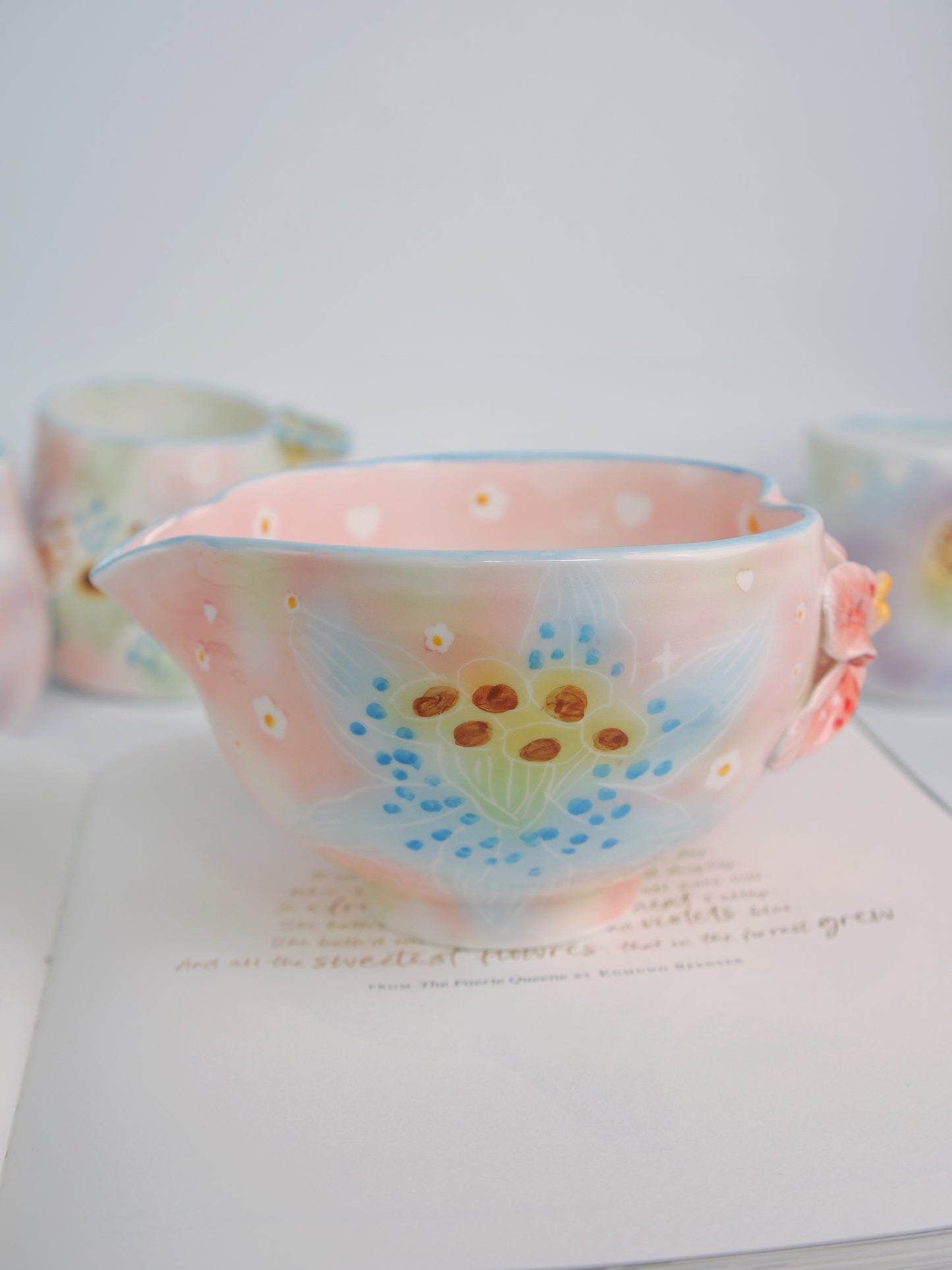 Blue lily bloom matcha bowl