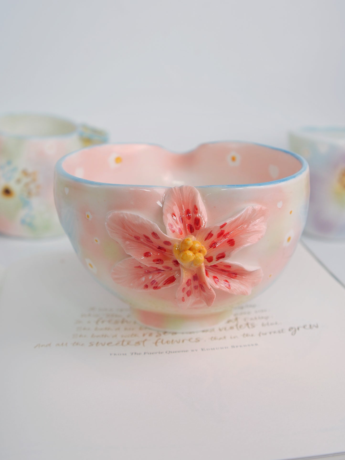 Blue lily bloom matcha bowl
