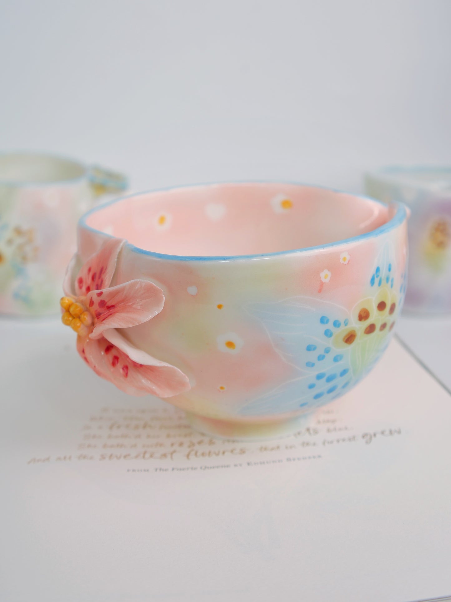 Blue lily bloom matcha bowl