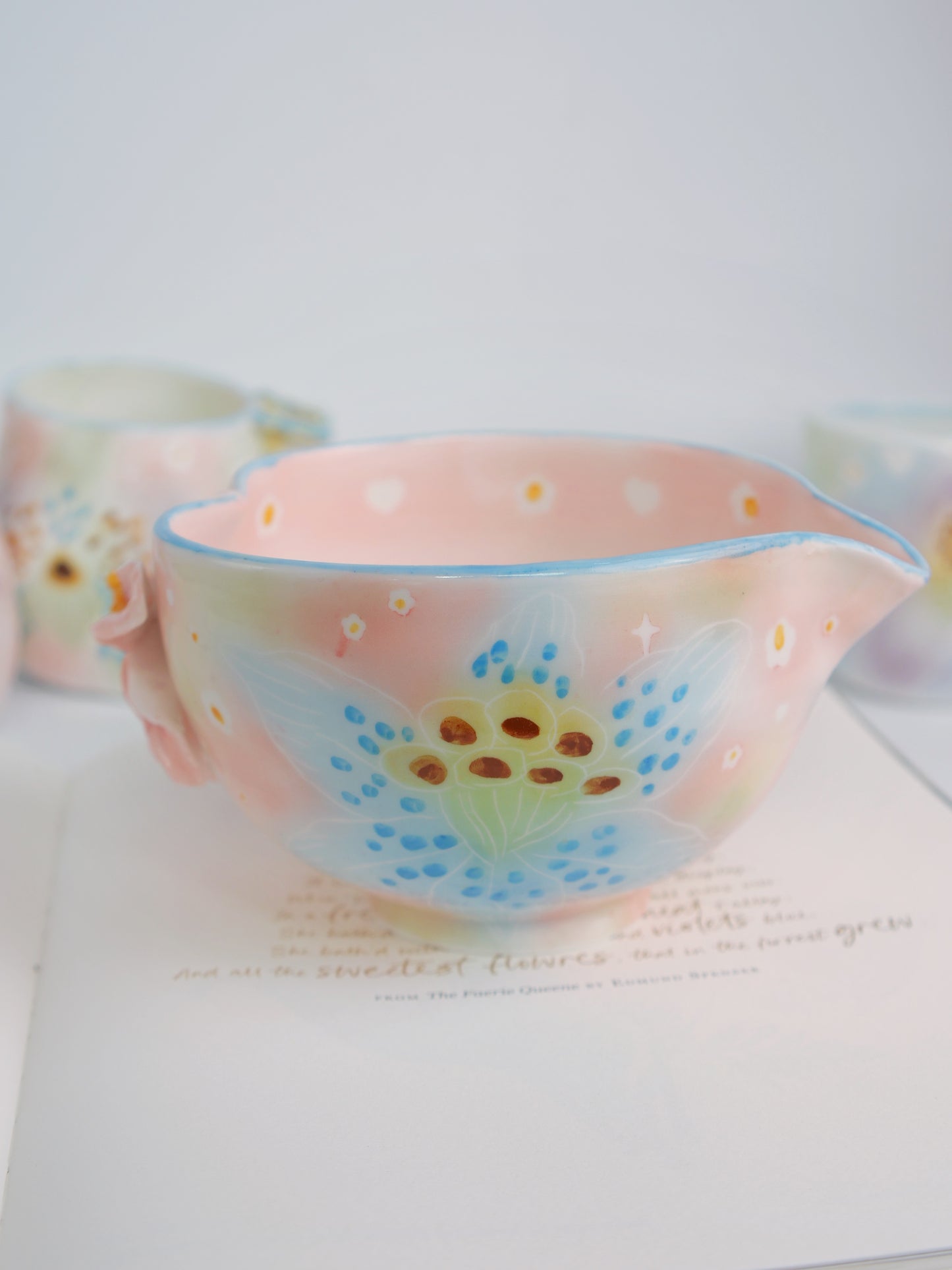 Blue lily bloom matcha bowl