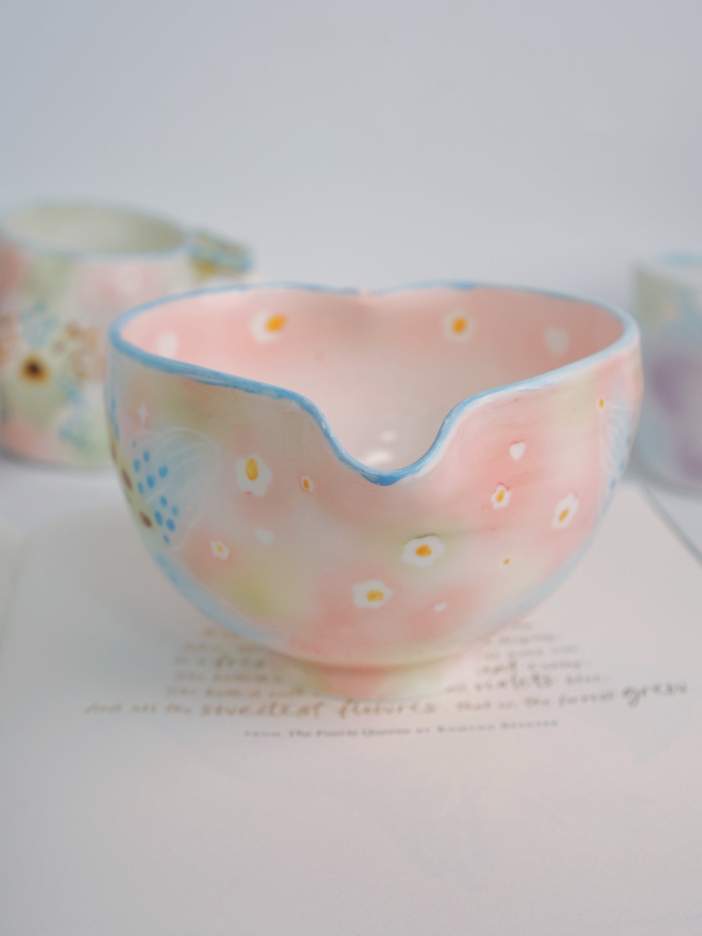 Blue lily bloom matcha bowl
