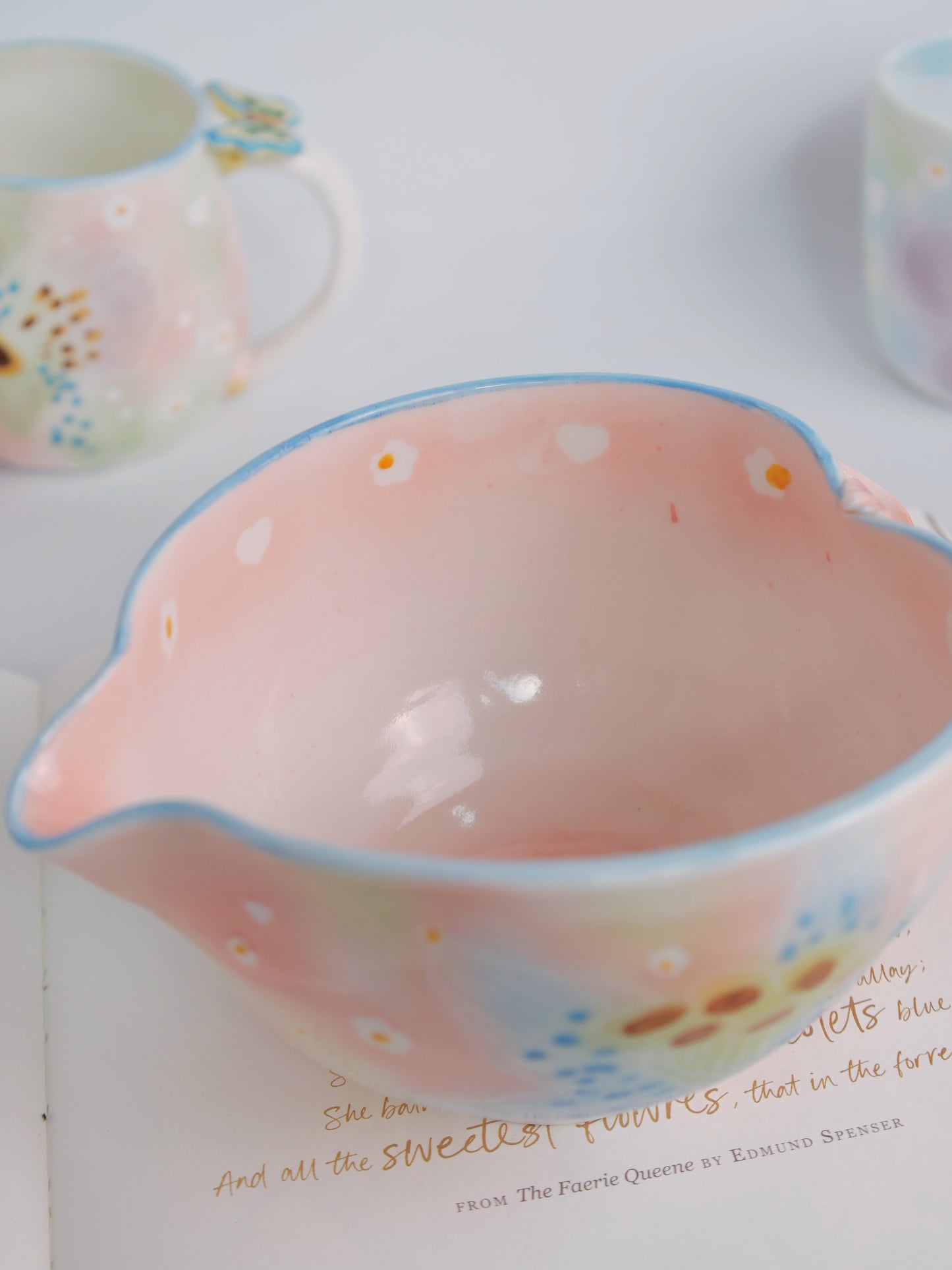Blue lily bloom matcha bowl