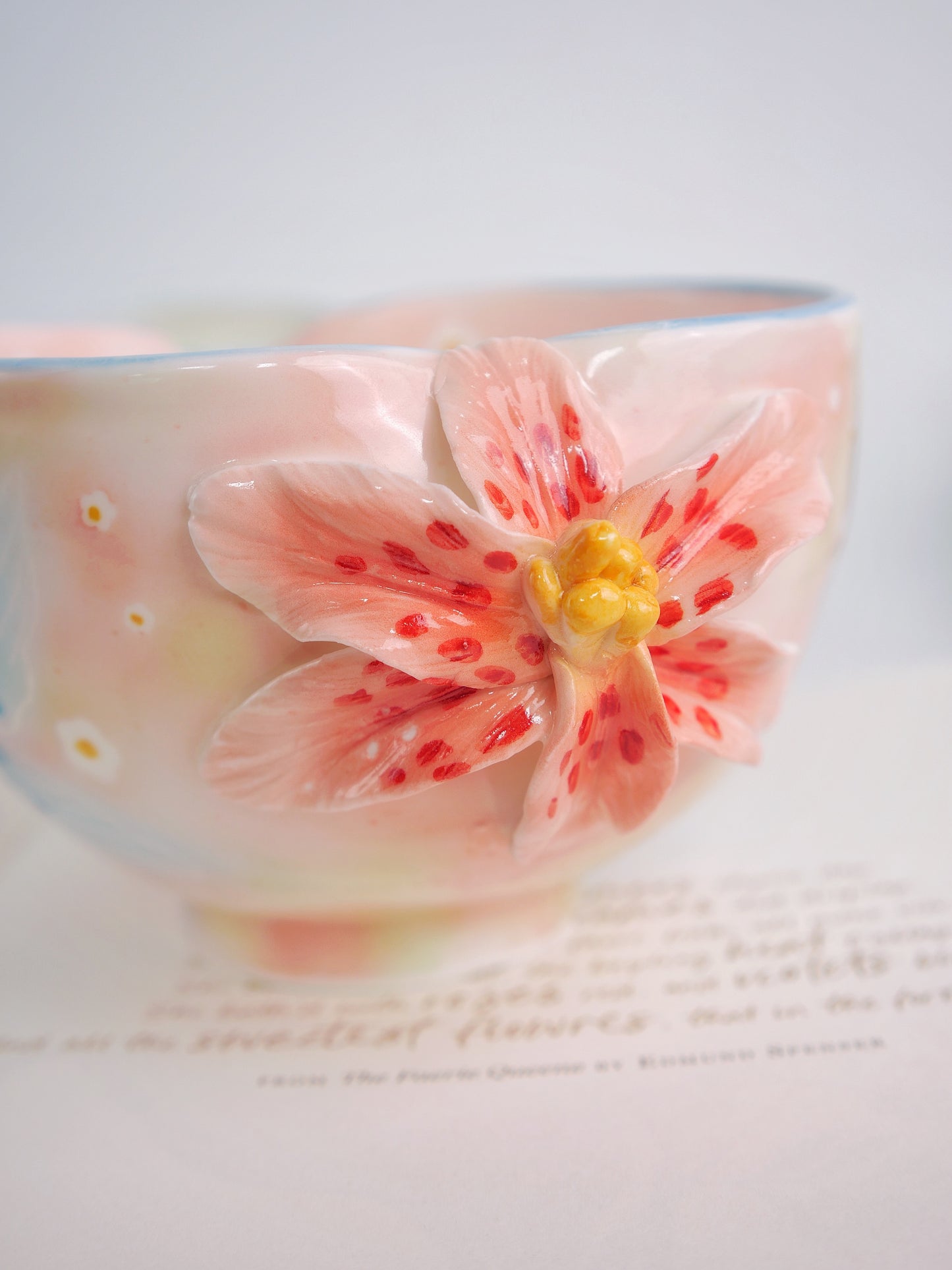 Blue lily bloom matcha bowl