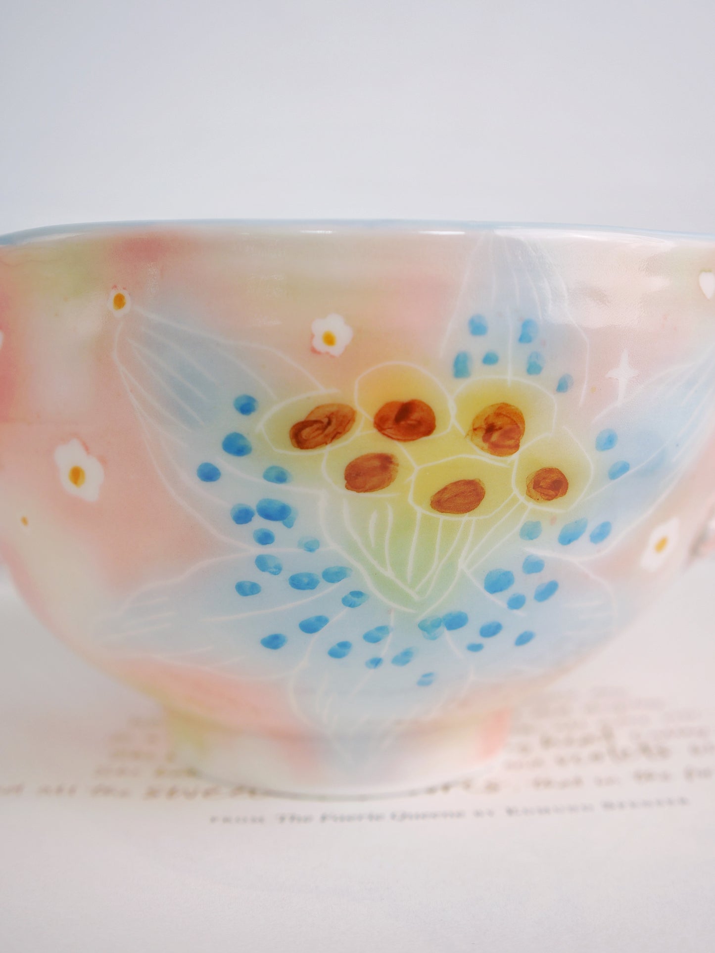Blue lily bloom matcha bowl