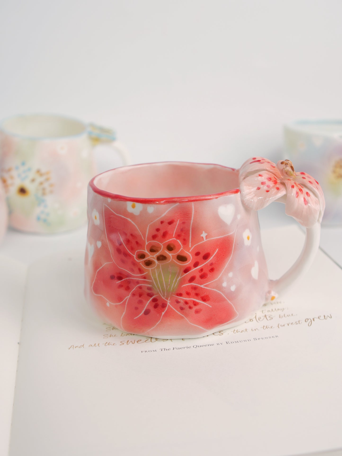 Red hibiscus mug
