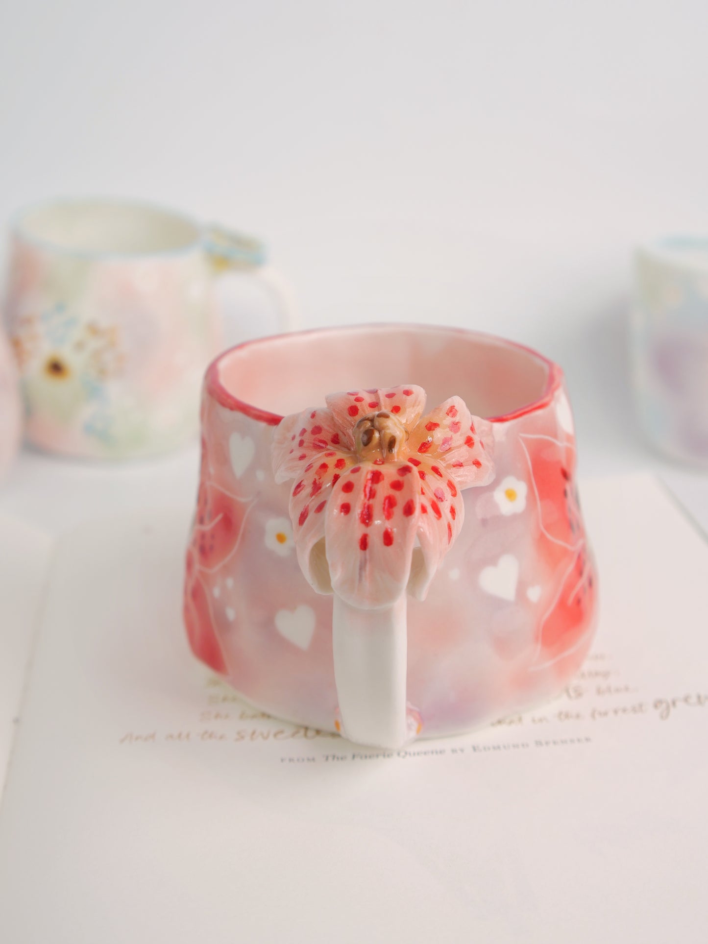 Red hibiscus mug