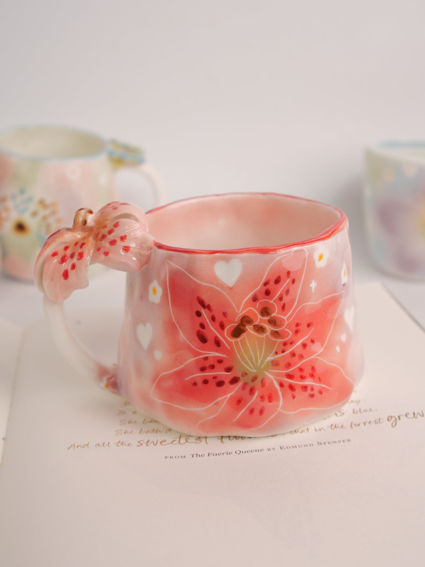 Red hibiscus mug