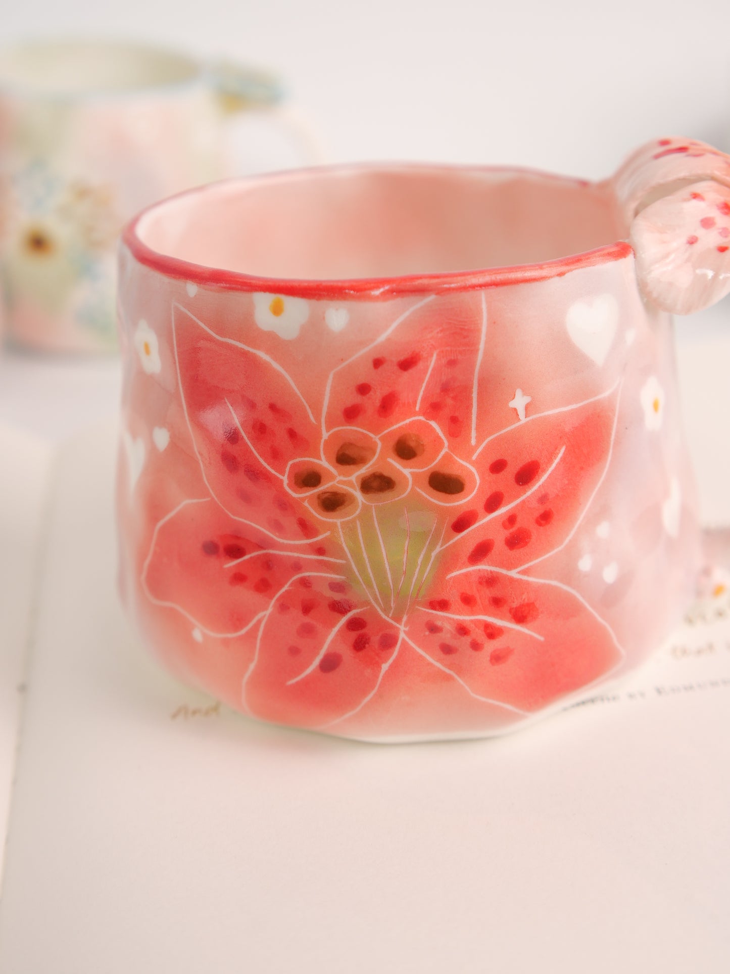 Red hibiscus mug