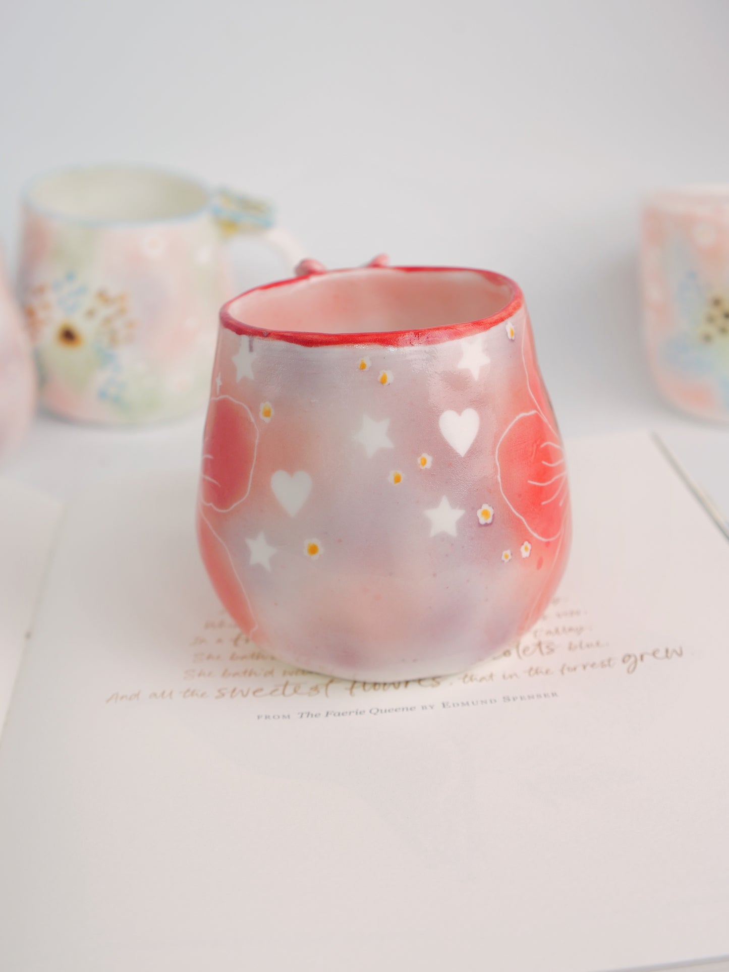 Red hibiscus mug