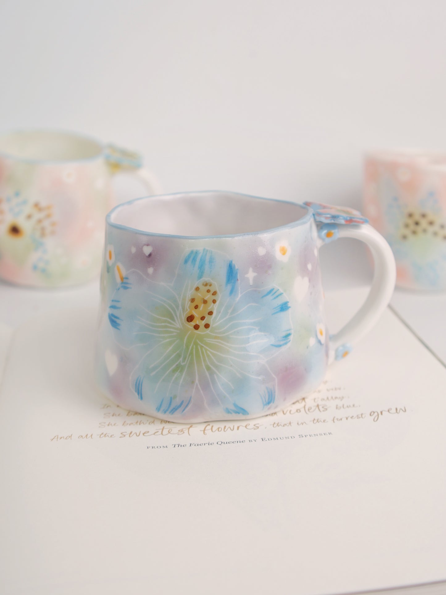 Blue hibiscus mug