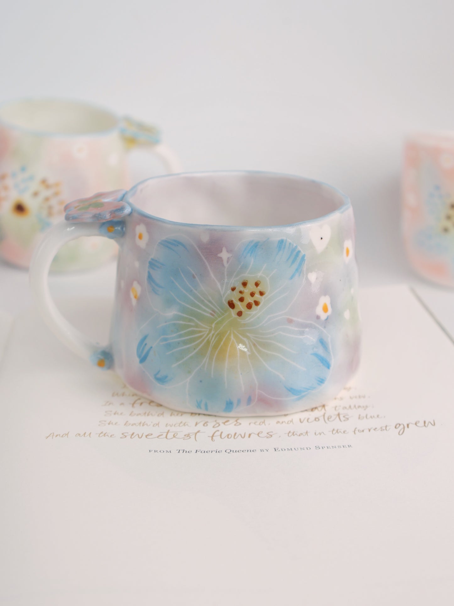 Blue hibiscus mug