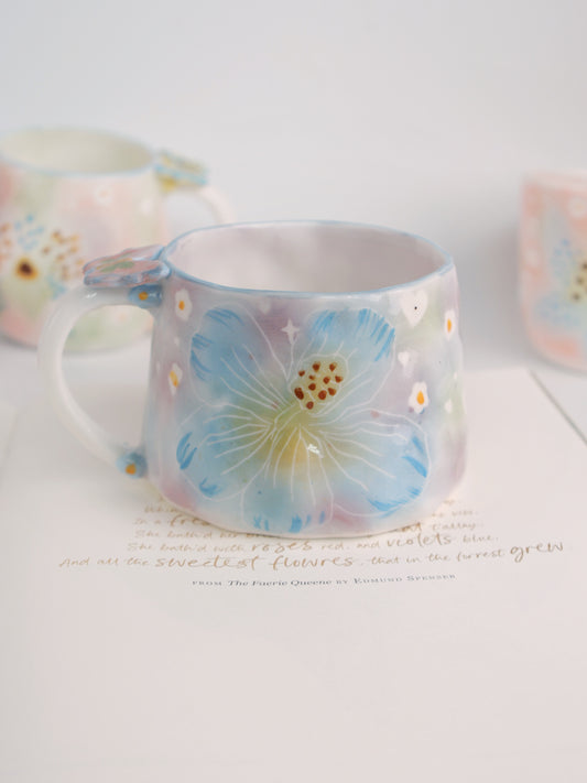 Blue hibiscus mug