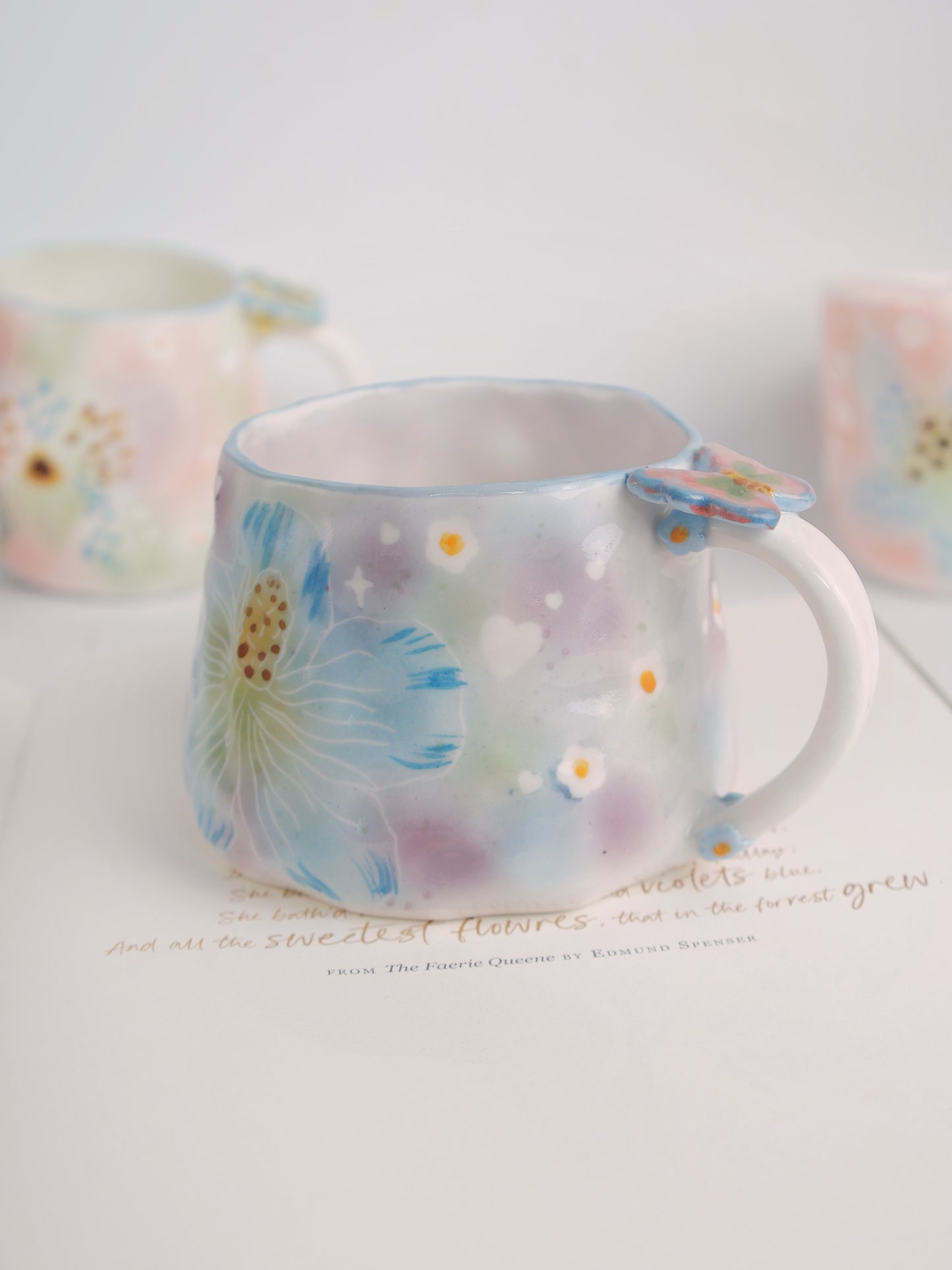 Blue hibiscus mug