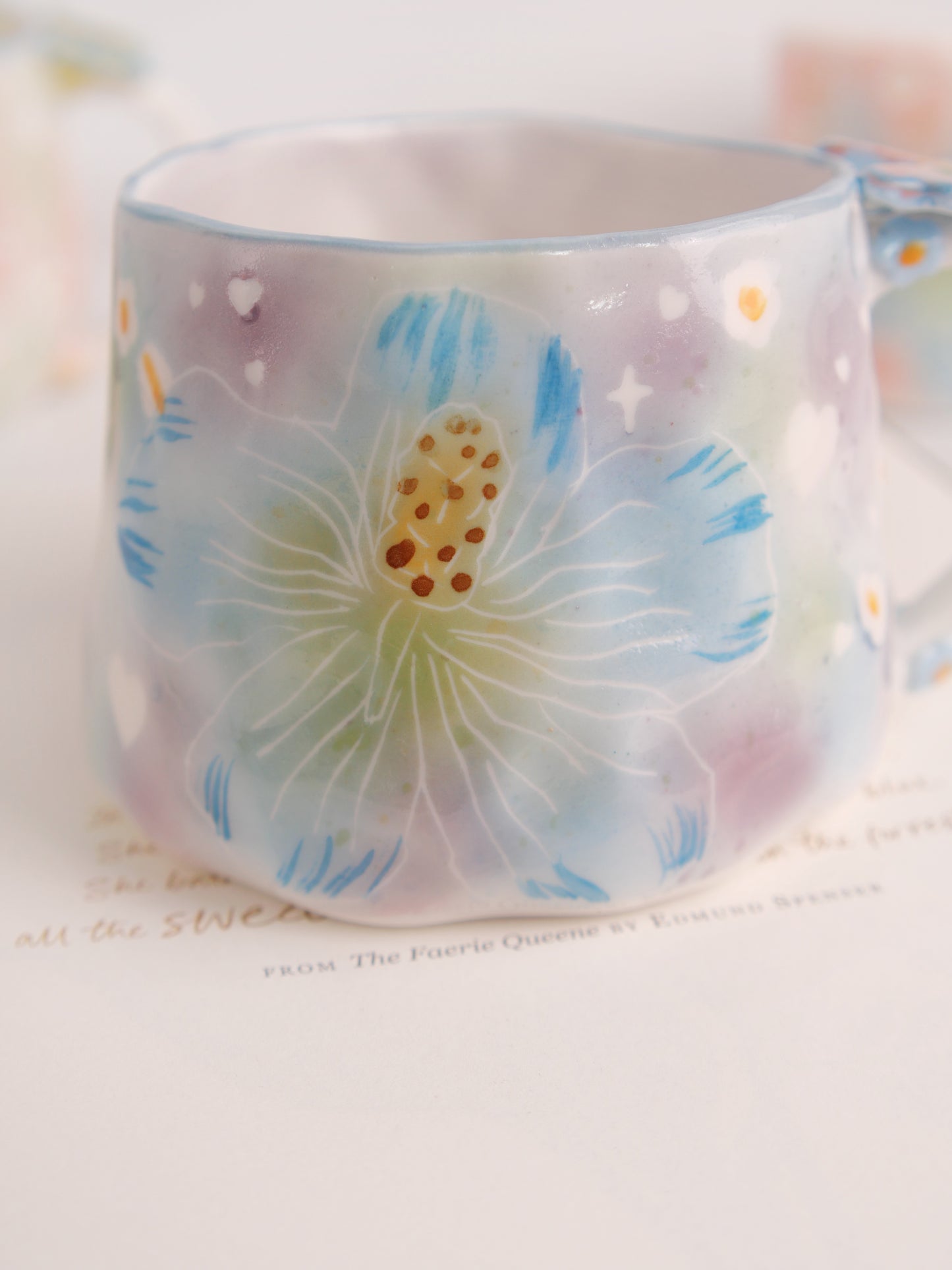 Blue hibiscus mug