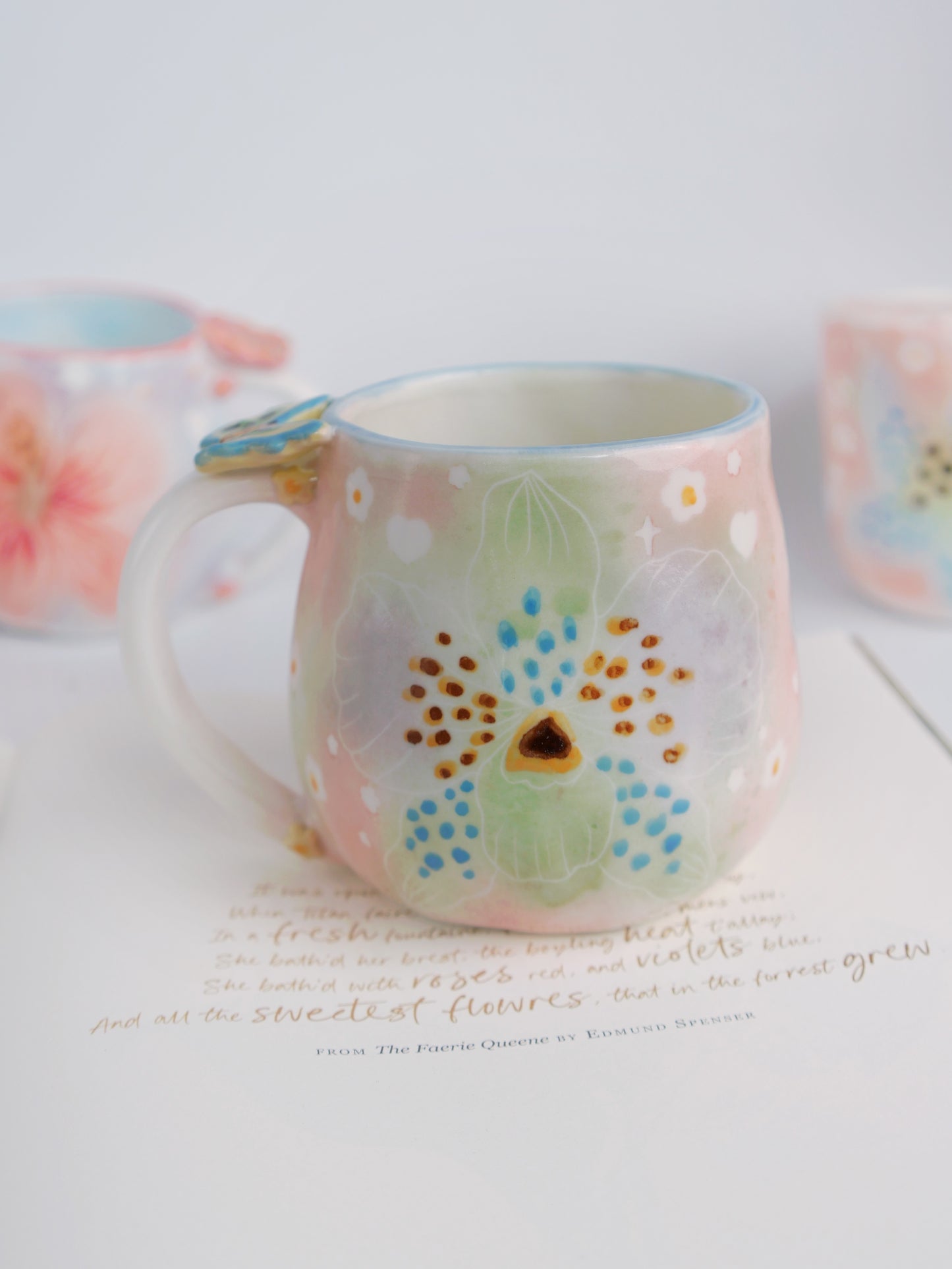 Green orchid mug