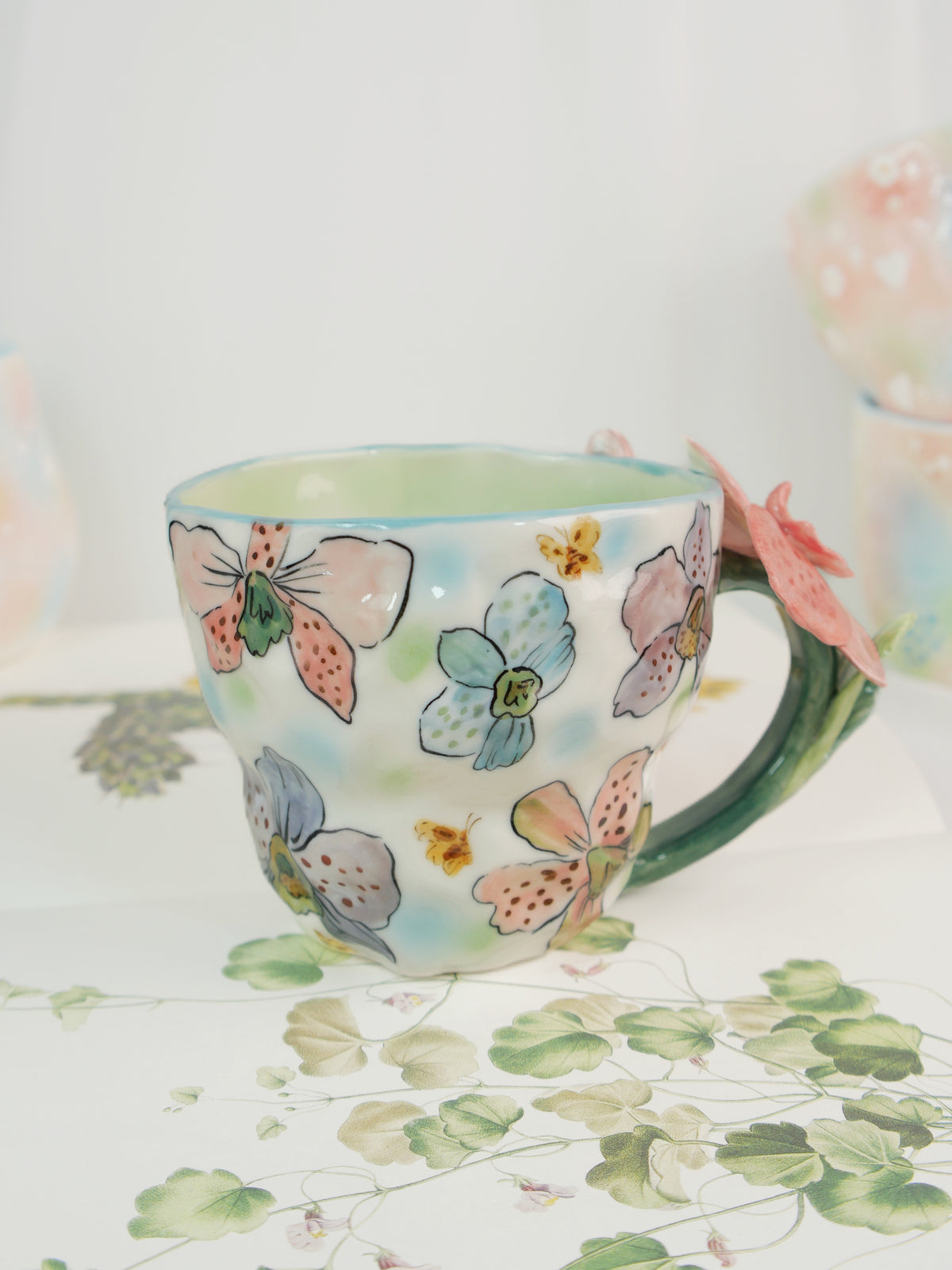 Pink orchid mug