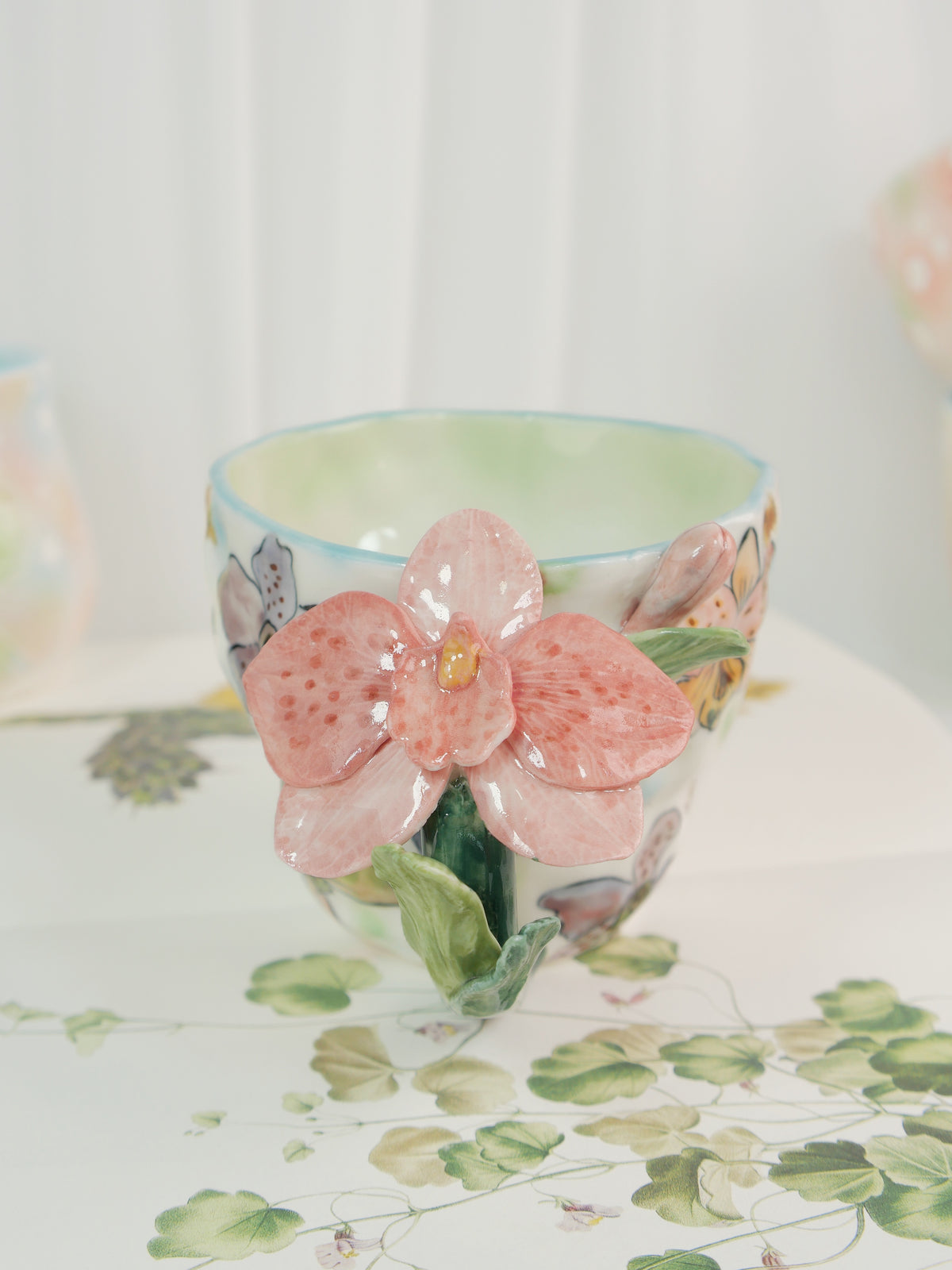 Pink orchid mug