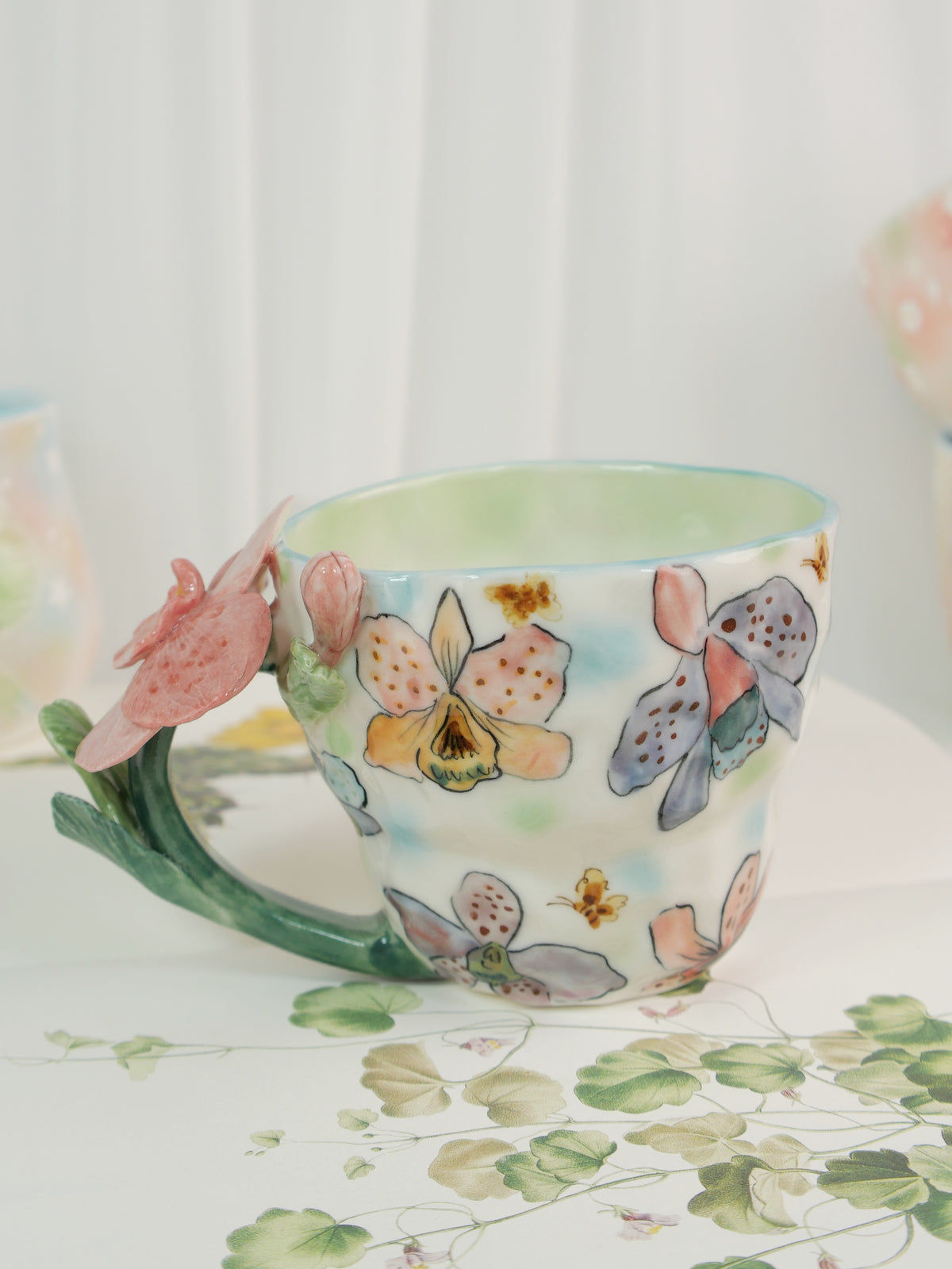 Pink orchid mug