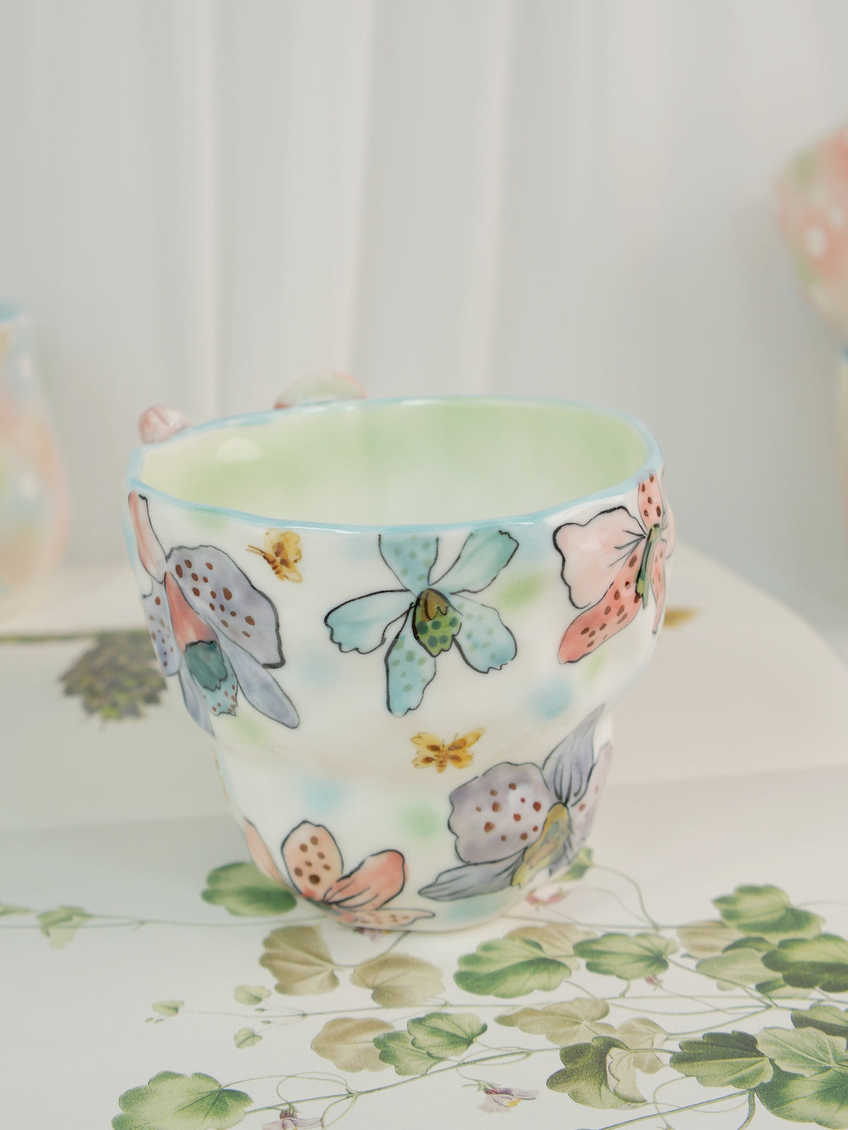 Pink orchid mug