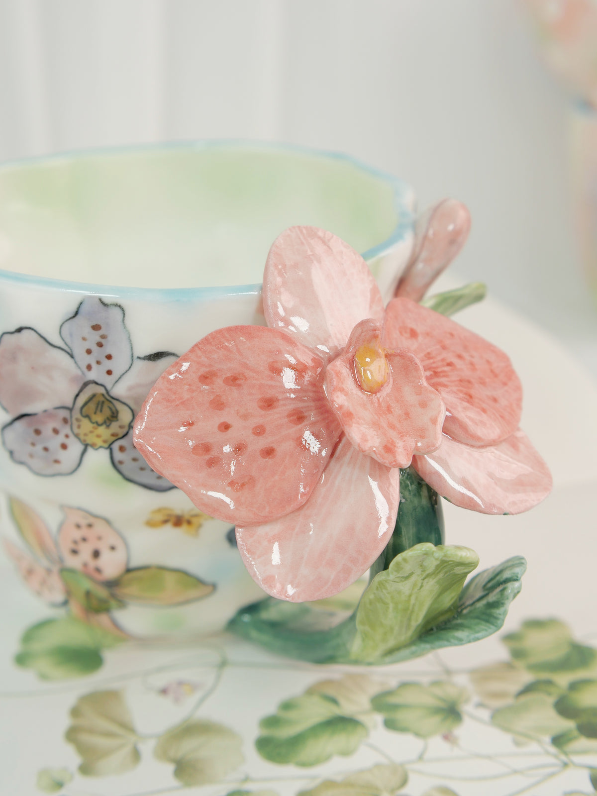 Pink orchid mug